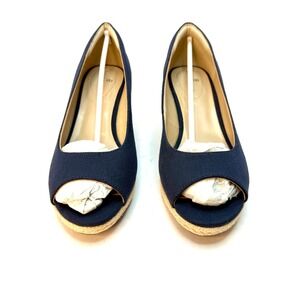 Bandolino Women's Nuri Peep Toe Espadrille Wedge Pumps Size 8.5M Dark Blue NWT